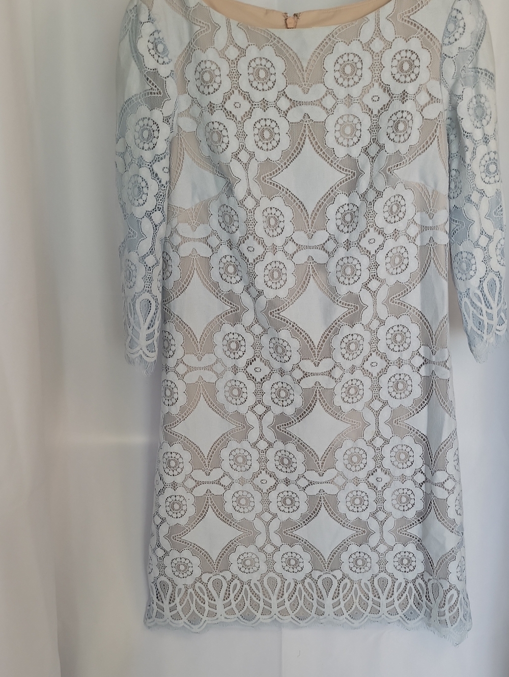 Eliza J White Lace Midi Dress with Cream Underlay